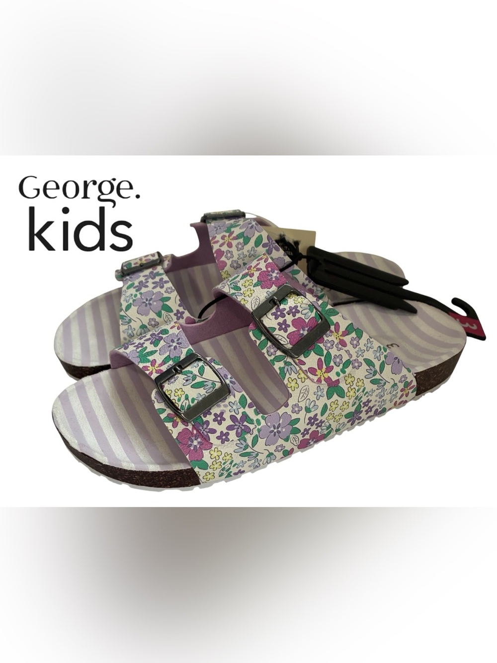 YOUTH FLORAL SANDALS SLIDES GEORGE KIDS NEW